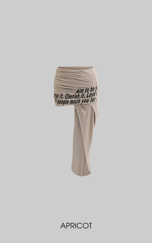 Asymmetrical Text Print Skirt
