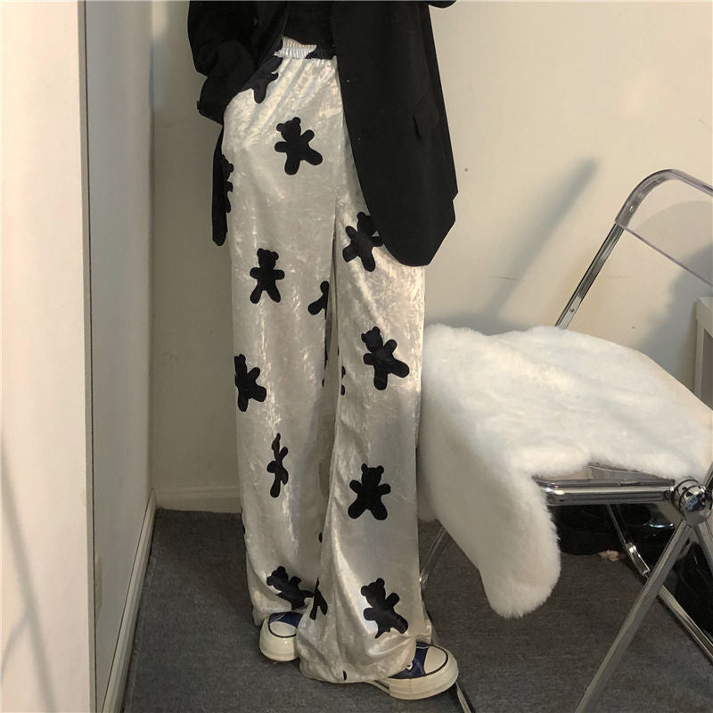 Bear Full Printed Wide Leg Pants