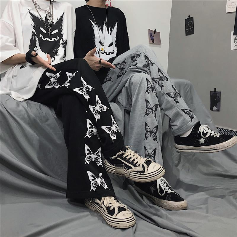 Loose Butterfly Printed Casual Wide Leg Pants