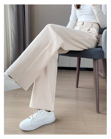 High Waist Woolen Thickening Office Long Pants