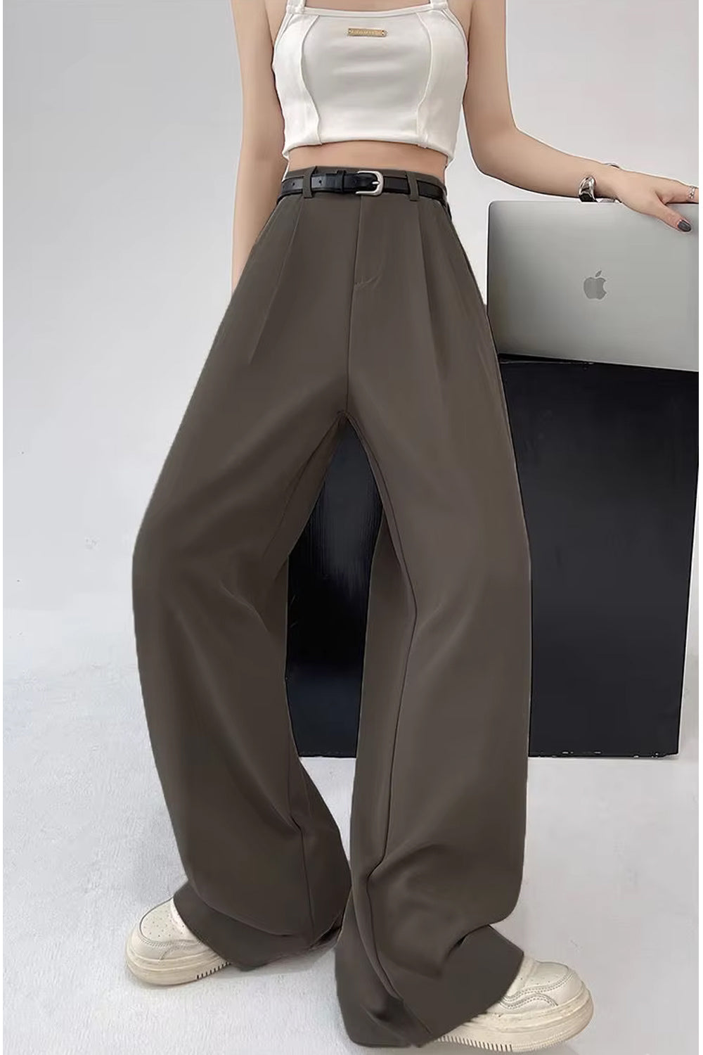 High Waist Loose Straight Office Long Pants