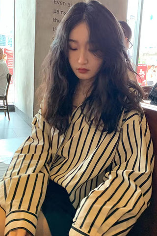 Long Sleeve Elegant Striped Classic Blouse Shirt