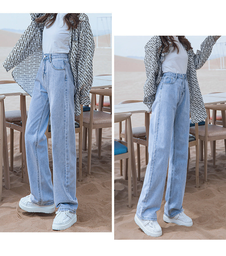 High Waist Casual Colors Loose Long Jeans Pants