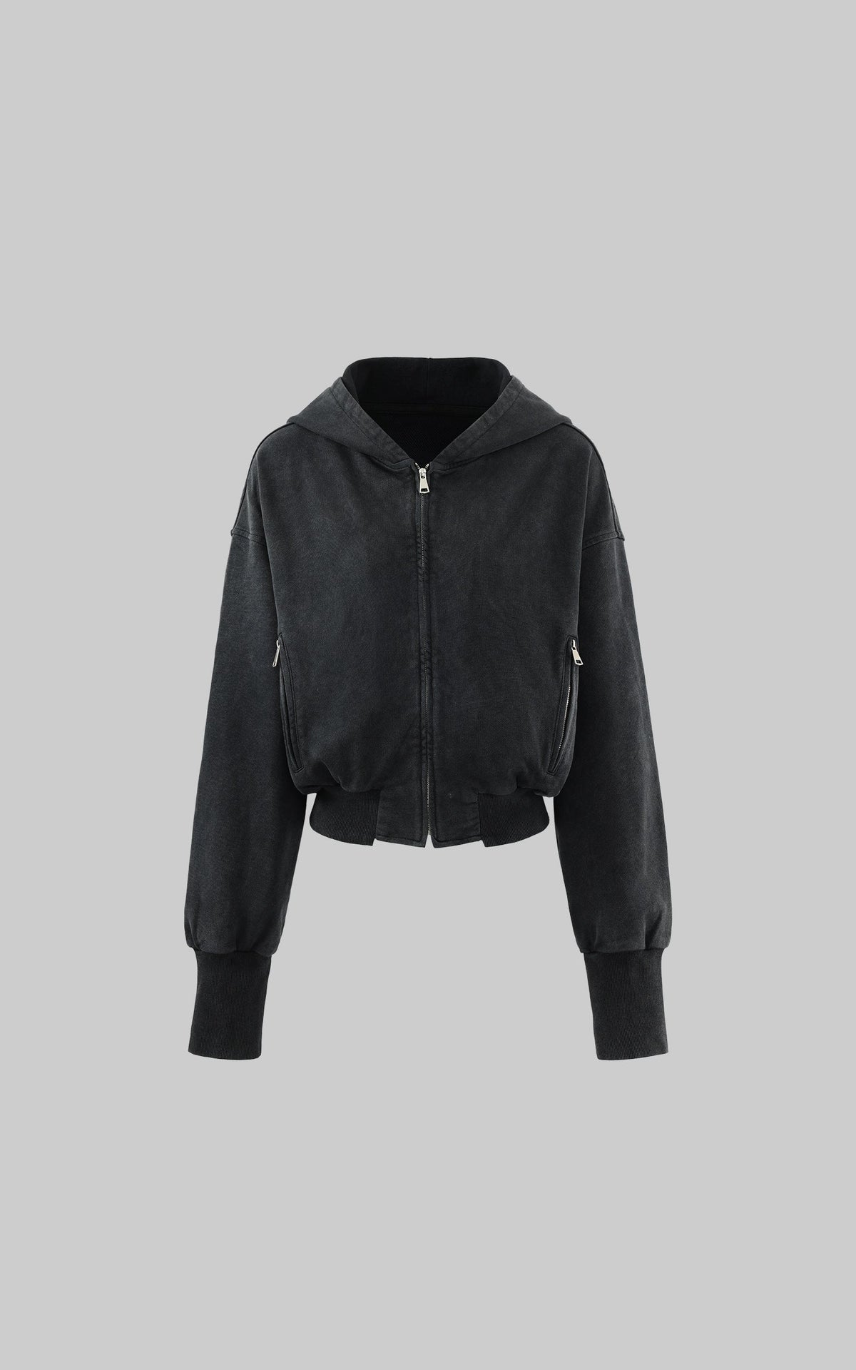 Cropped Hoodie Minimal Streetwear Pullover with Graphic Back Print