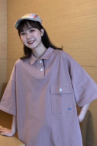 Camisas holgadas de manga corta con bolsillos 