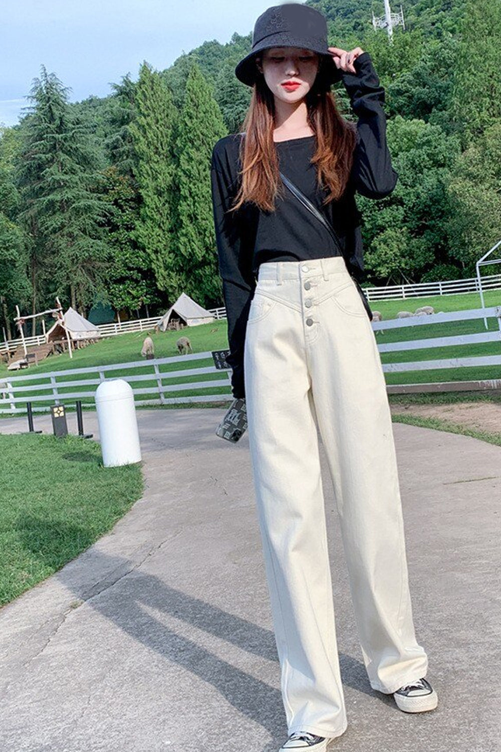 High Waist Loose Straight Long Jeans Pants