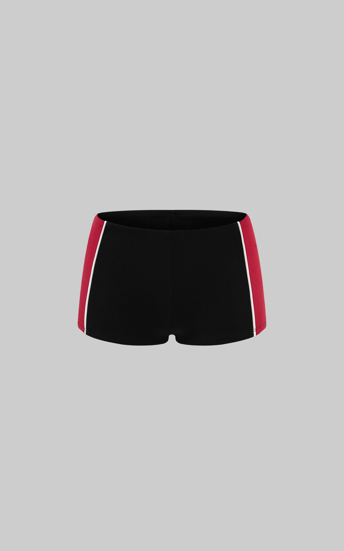 Contrast Trim Fitted Shorts â€?Red and Black Sporty Micro Bottoms