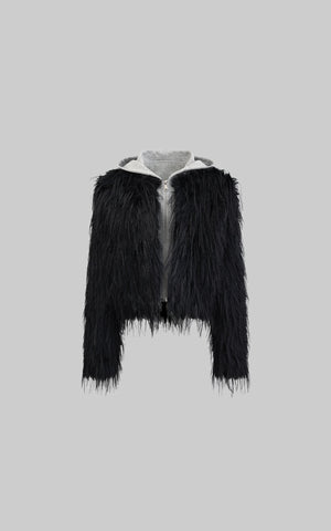 Faux Fur Contrast-Layered Jacket
