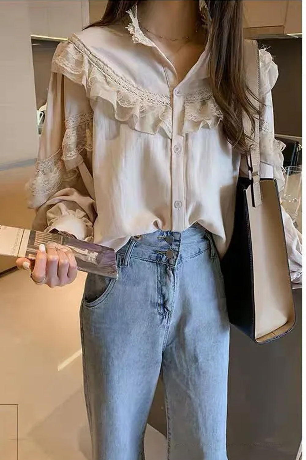 Long Sleeve Vintage Lace Blouse Shirt