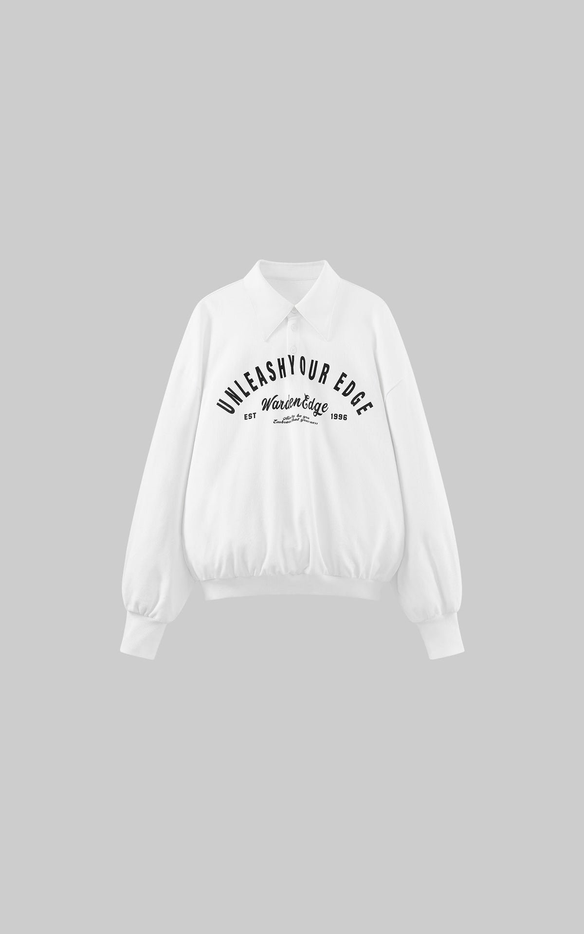 Oversized Polo Sweatshirt with Bold Graphic Print and Streetwear Edge