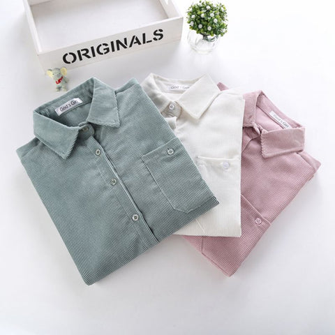 Blusa casual de pana de manga larga