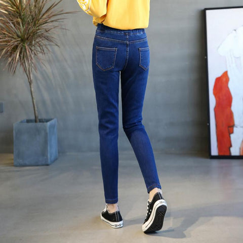 High Waist Stretch Denim Pencil Pants