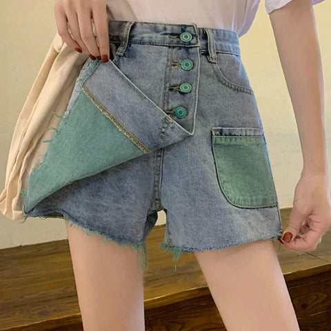 Farbe Pocket Style Denim Shorts Hose 