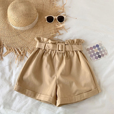 Belted Casual Elastic Summer Shorts