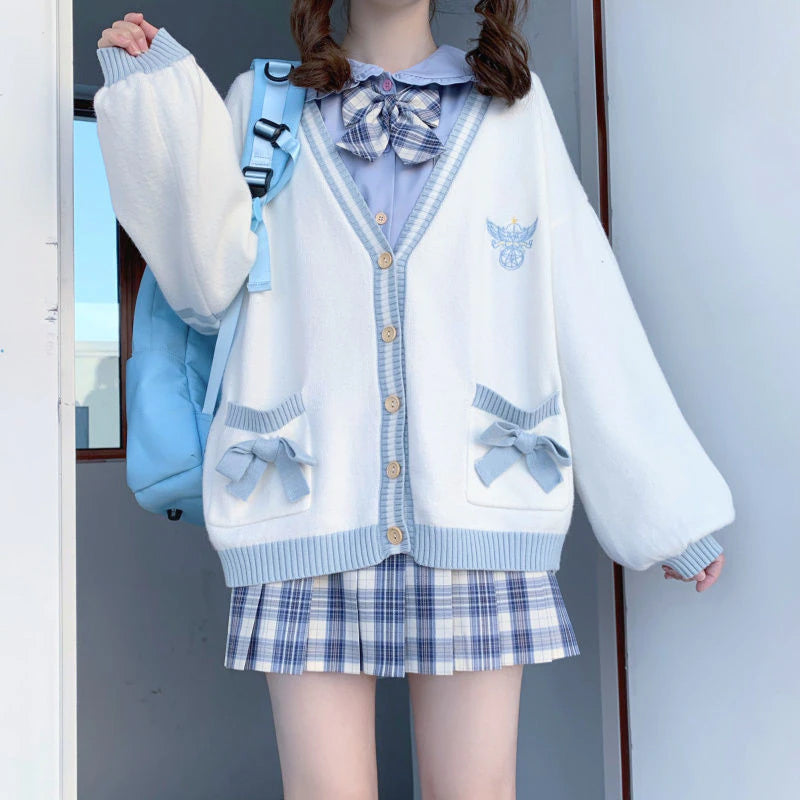 Lockerer süßer Kawaii-Cardigan mit Stickerei 