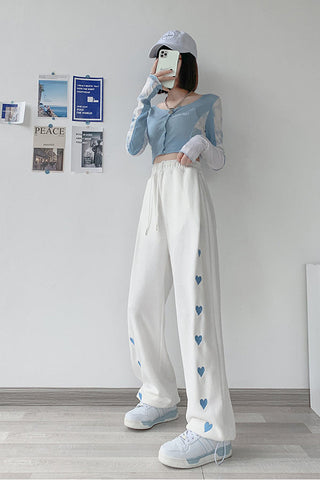 High Waist Love Printed Loose Sweatpants