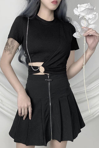 Camisa gótica sexy con cadena hueca