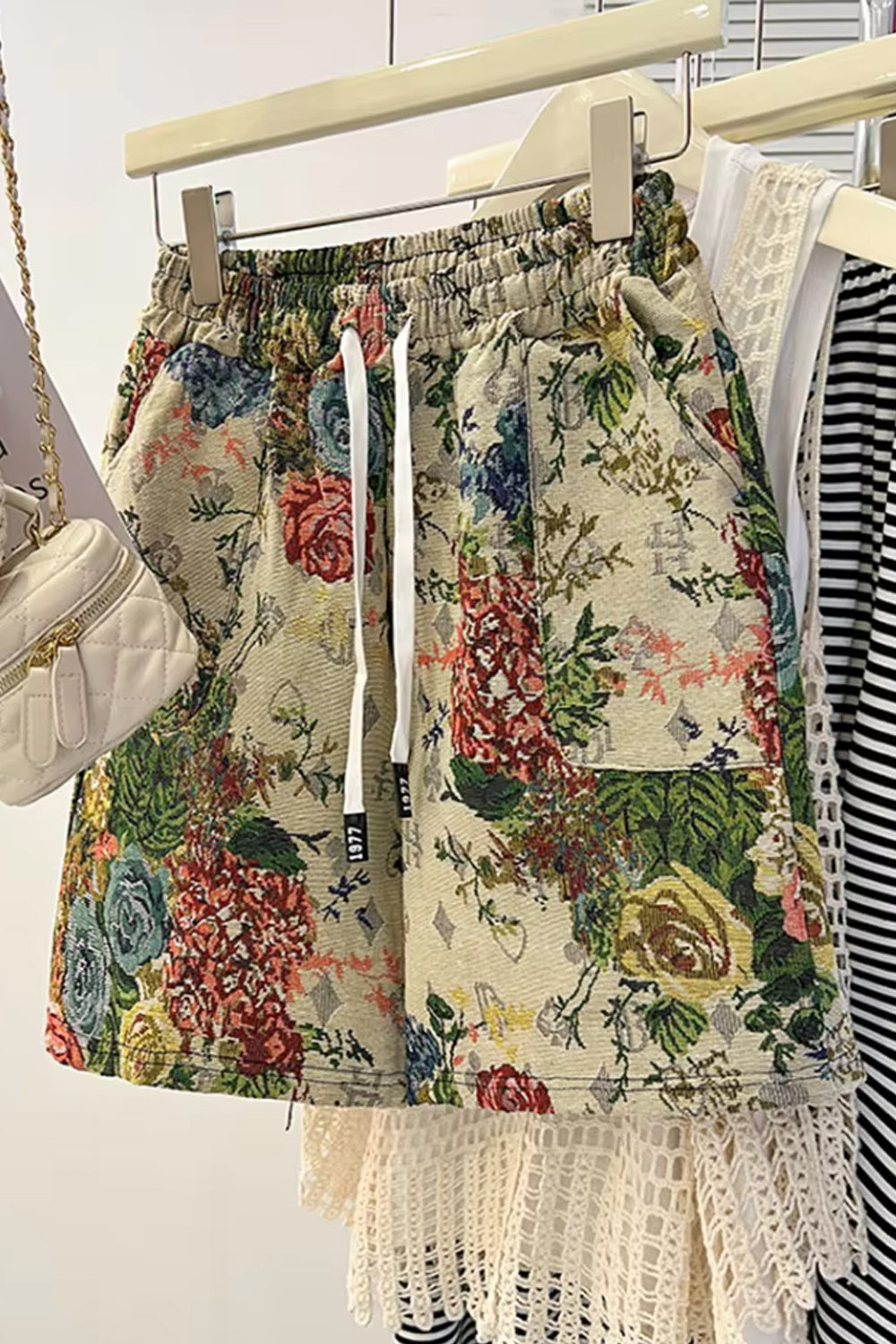 High Waist Floral Pattern Wide Leg Shorts