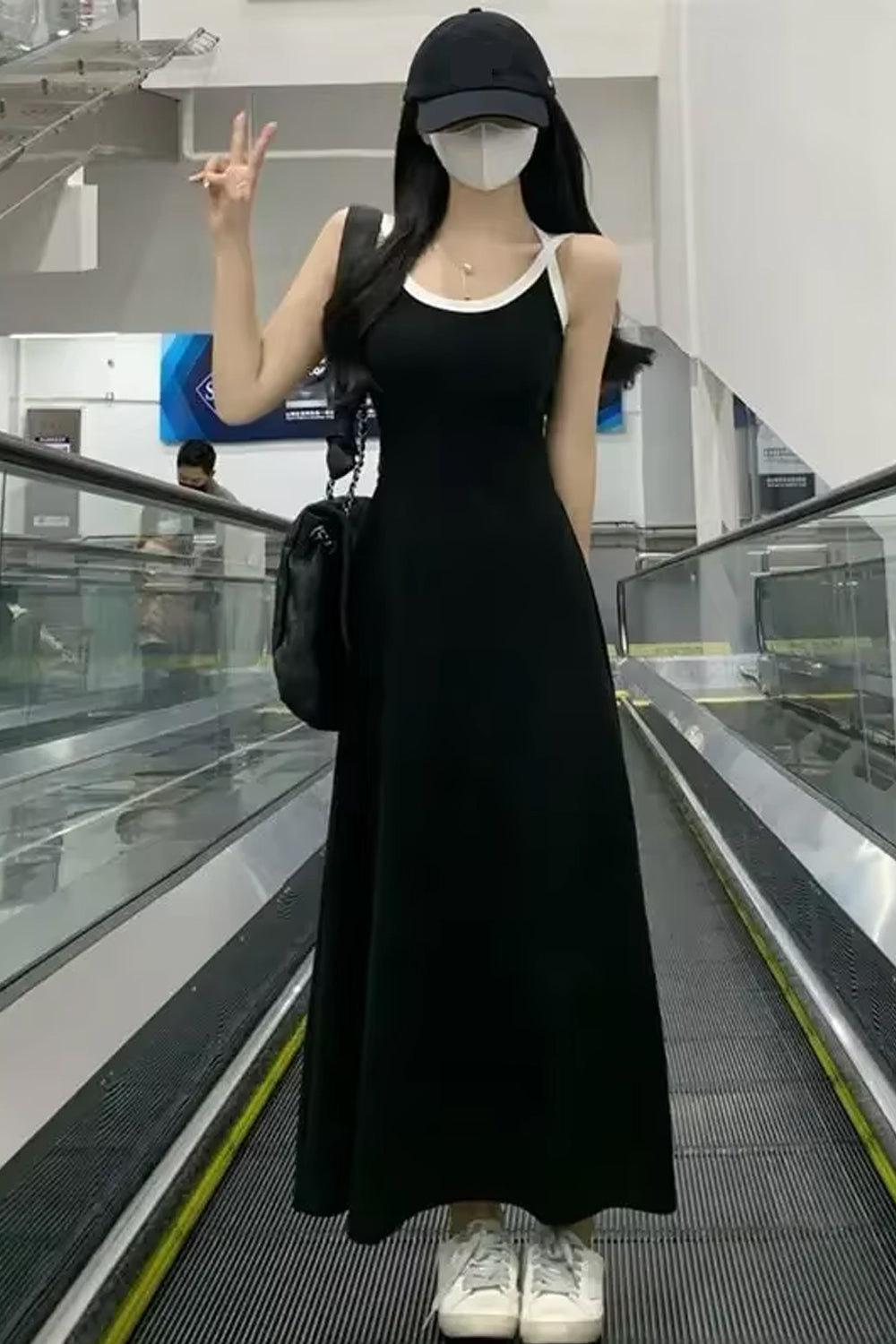 Loose Sleeveless Off Shoulder Long Dress