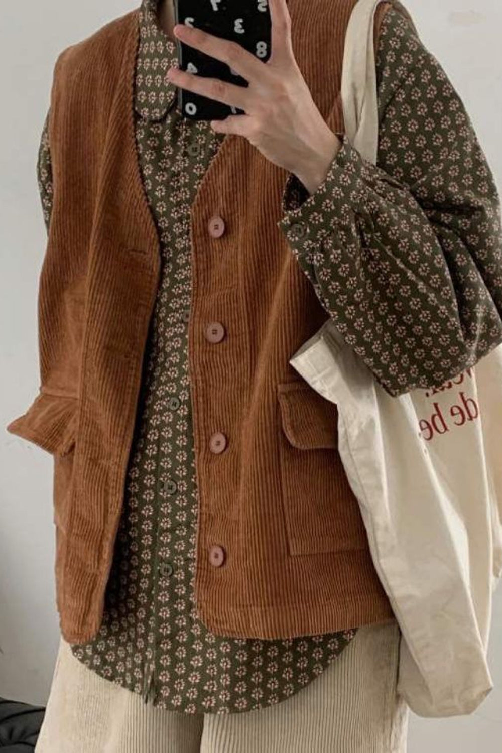 Retro Corduroy Vest Sleeveless Sweater