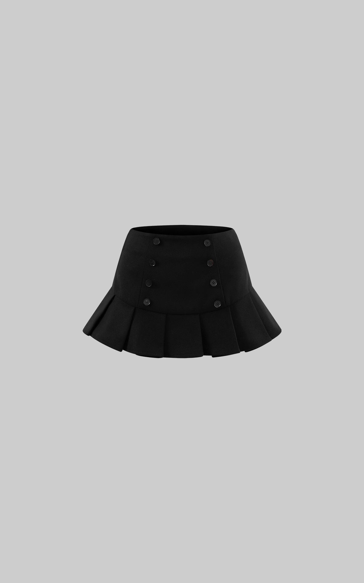 Structured Pleated Mini Skirt with Double-Button Front