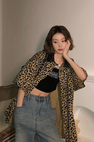 Leopard Pattern Loose Blouse Shirt