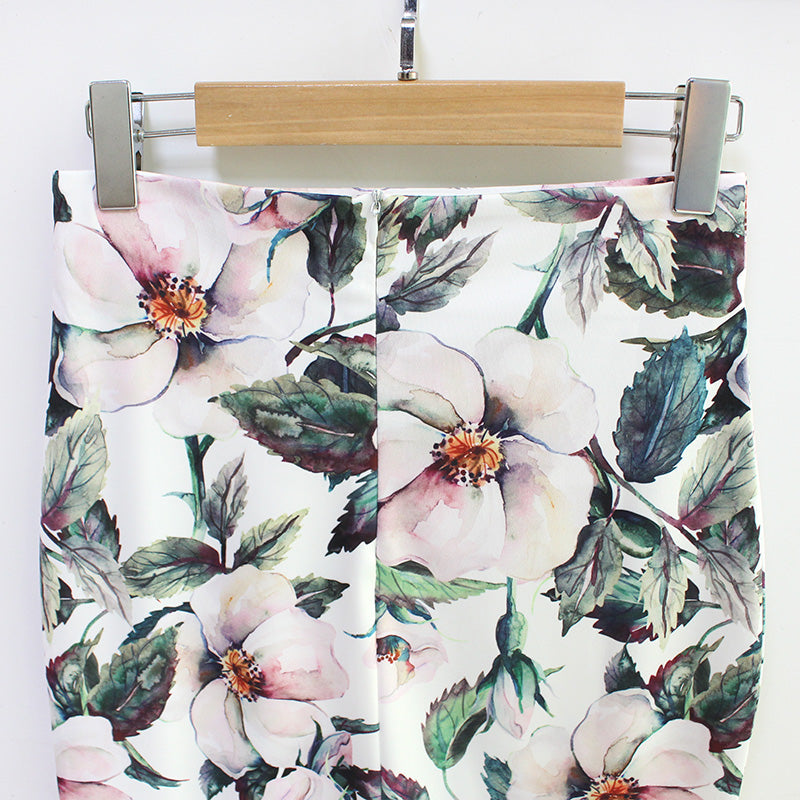 Falda midi con estampado floral 