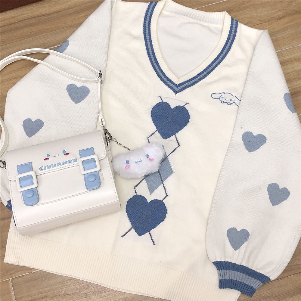 Love Pattern Kawaii Loose Sweater