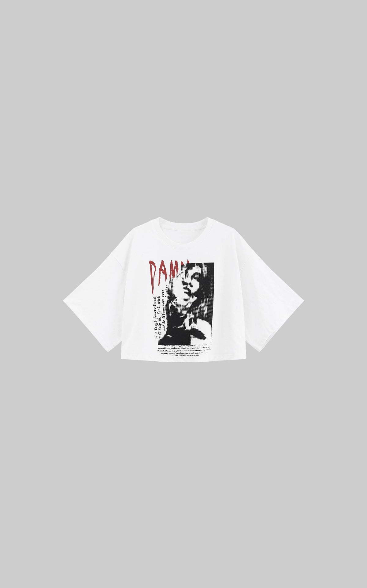 Distressed Portrait Graphic Oversized Cropped Tee