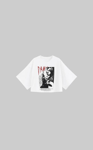 Distressed Portrait Graphic Oversized Cropped Tee