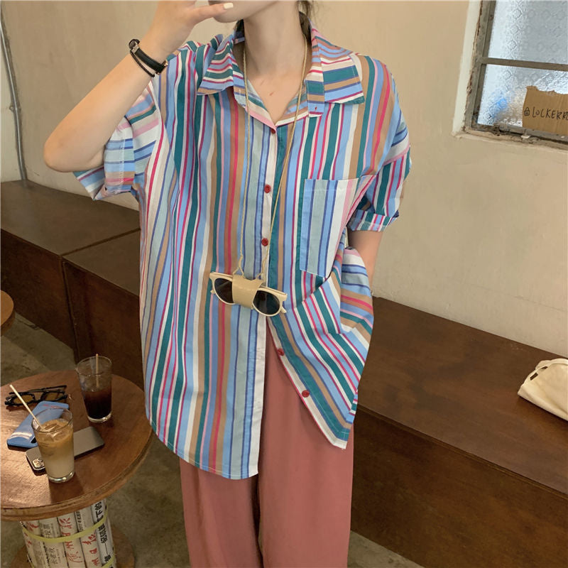 Camisa blusa vintage de rayas retro 