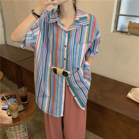 Camisa blusa vintage de rayas retro 