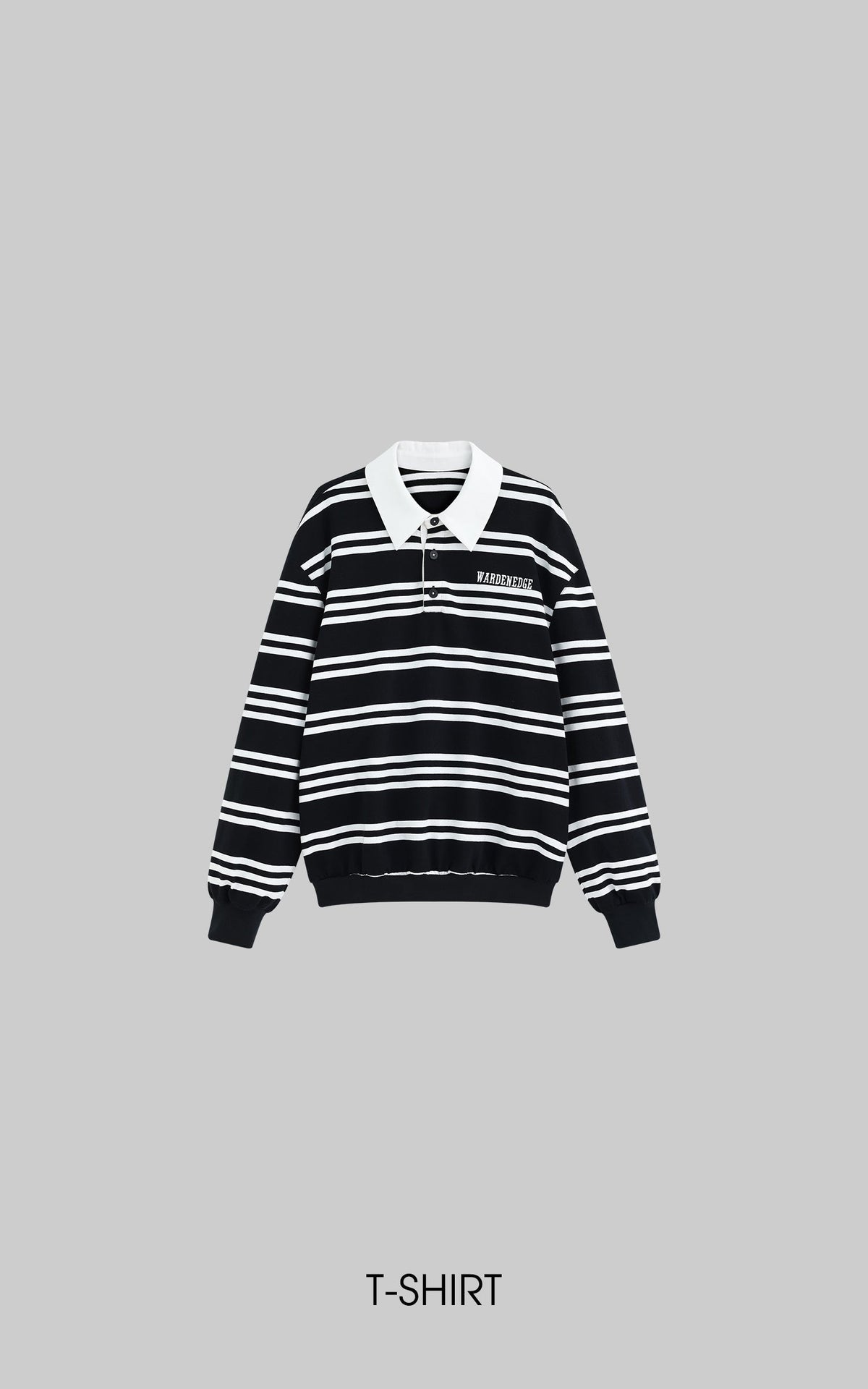 Black Striped Polo Knit T-Shirt