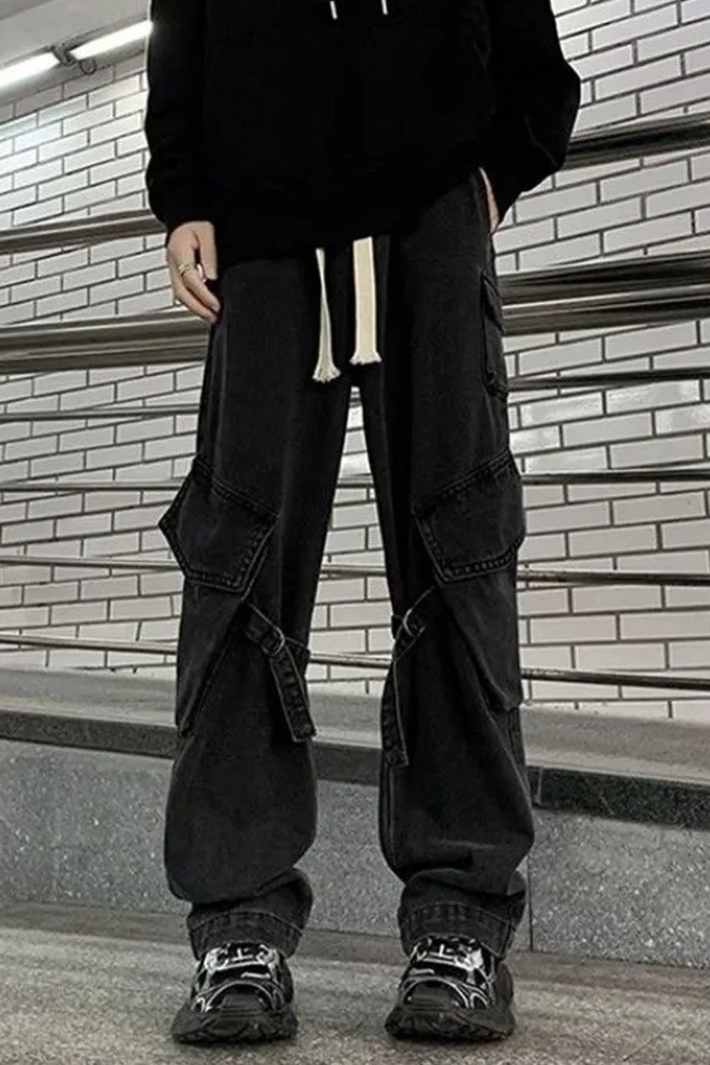 High Waist Hip Hop Multi Pockets Jeans Pants