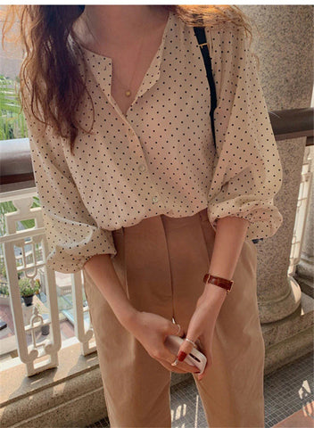 Elegant Dot Pattern Office Blouse Shirt