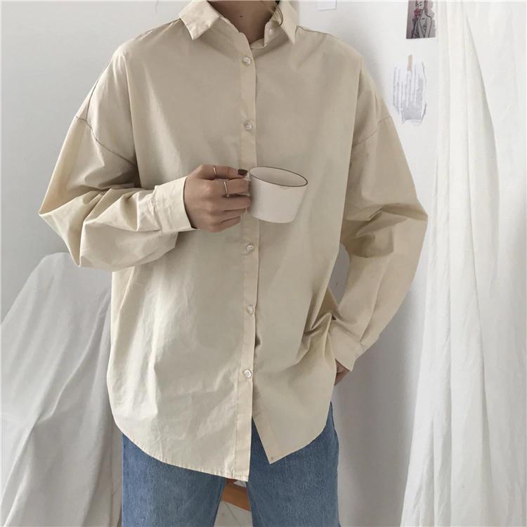 Solid Loose Casual Blouse Shirt