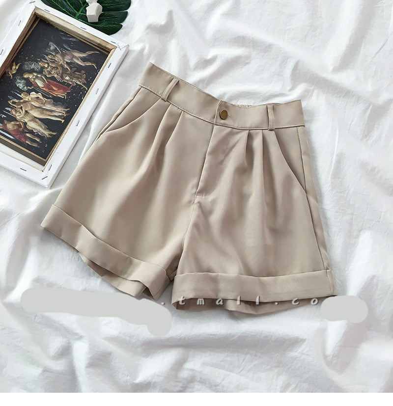 Lässige, elegante Basic-Shorts mit weitem Bein fürs Büro 