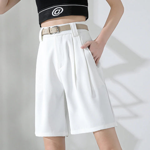 High Waist Knee Length Wide Leg Pants