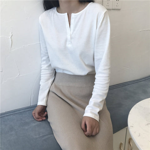 Long Sleeve Basic Colors Simple Shirt