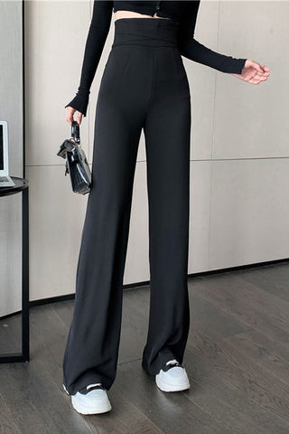 High Waist Loose Basic Colors Wide Leg Pants
