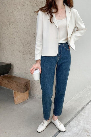 Long Sleeve Casual Cropped Blazer Jacket