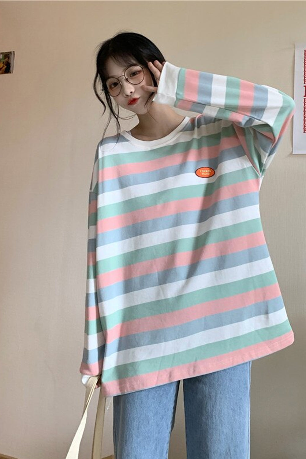 O-Neck Color Striped Thin Sweater