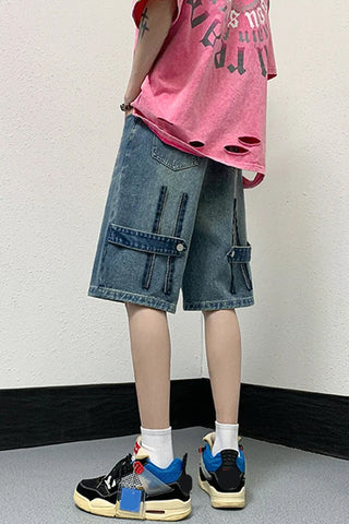 Vintage Washed Hip Hop Denim Shorts