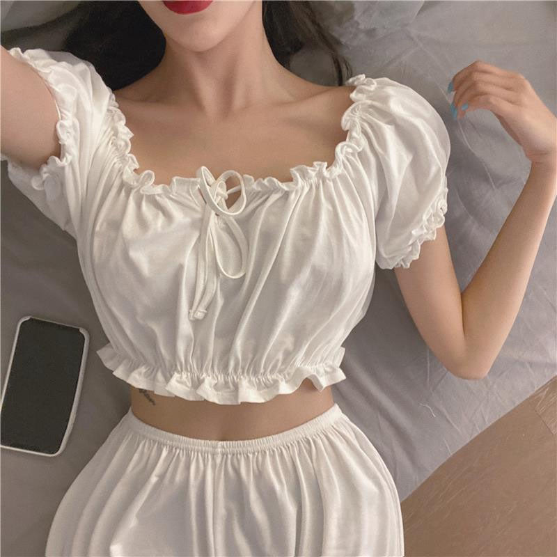 Loose Sexy Ruffles Pajamas Set