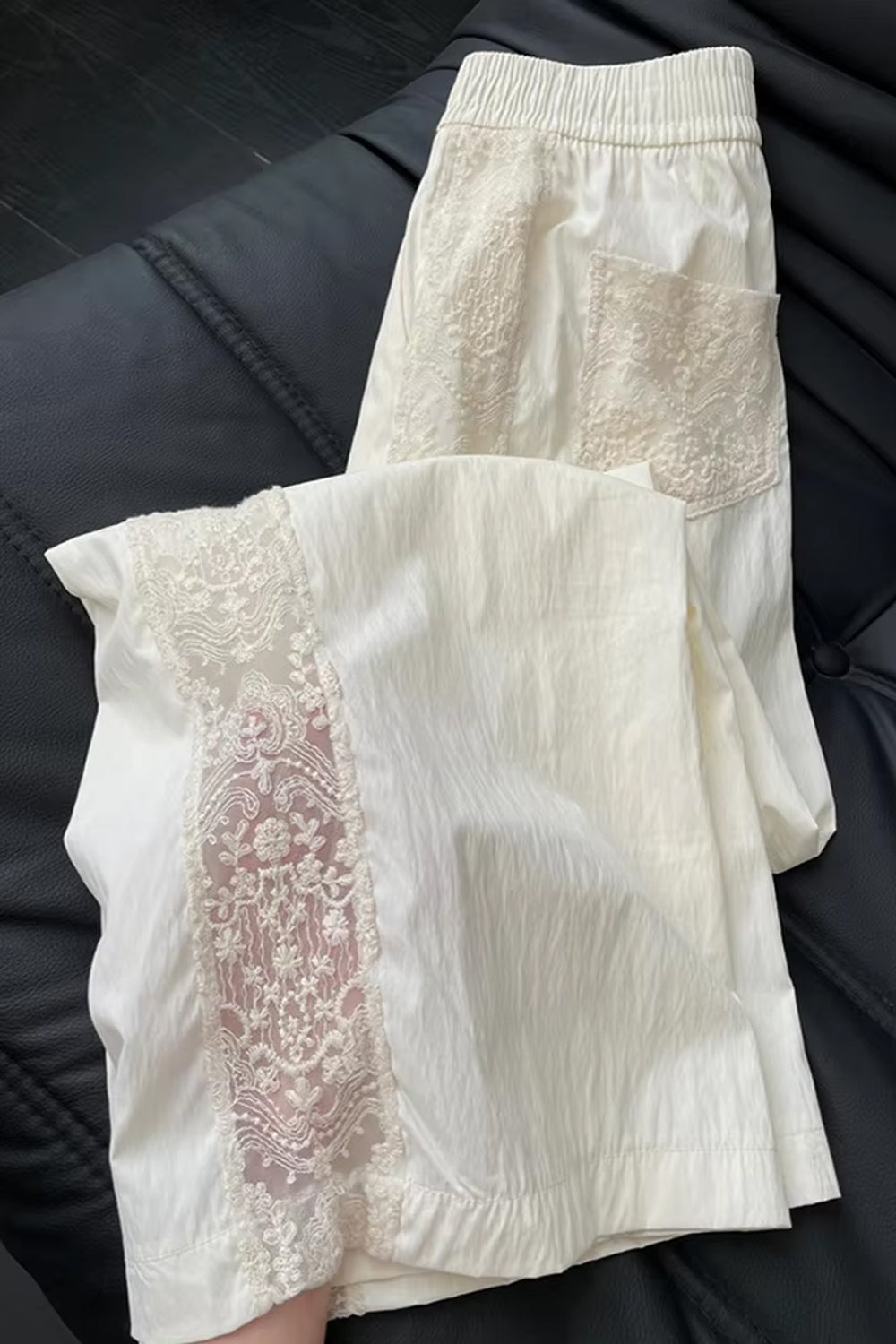 Loose Lace Patchwork Elastic Waist Pants