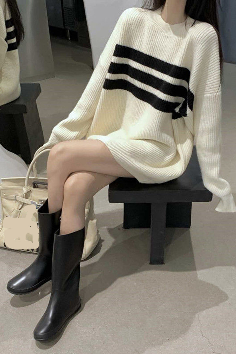 Loose Striped Long Knitted Sweater