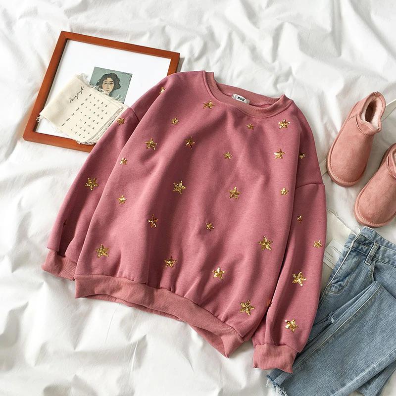 Sequin Stars O-Neck Sweater