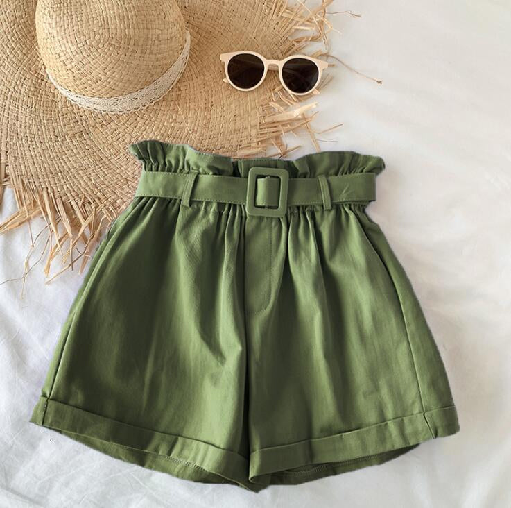 Belted Cute Colors Casual Shorts Pants