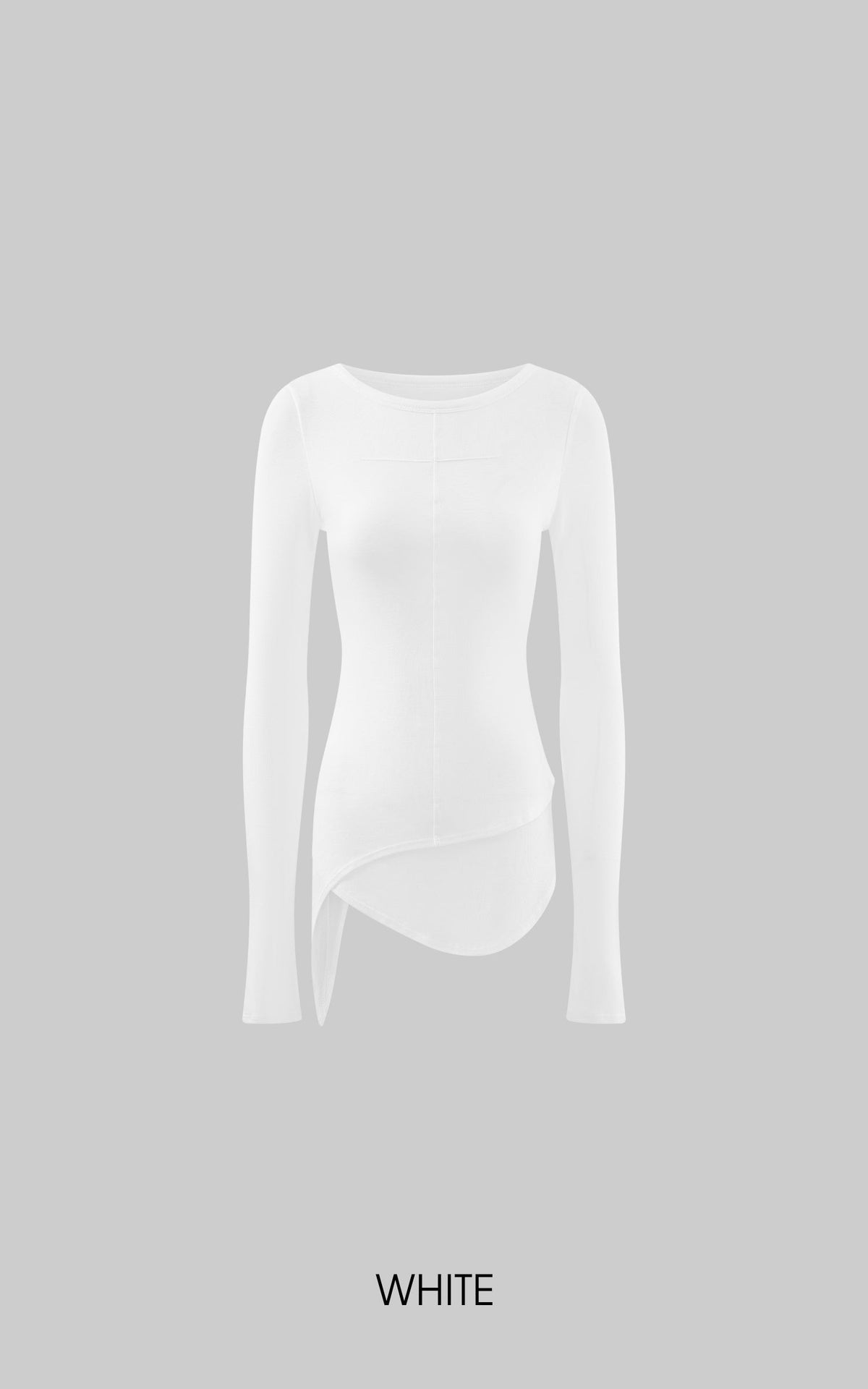 Asymmetric Long Sleeve T-Shirt with Raw Edge Details