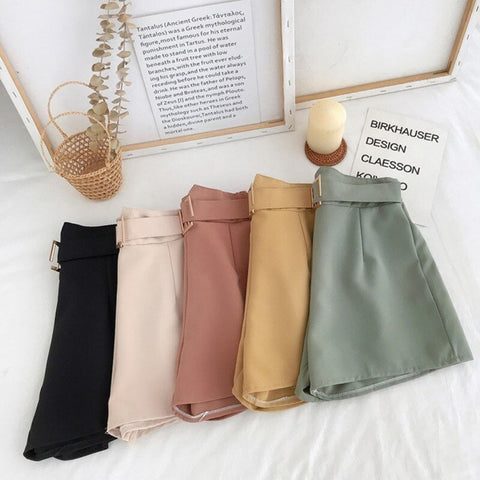 High Waist Cute Belt Office Mini Shorts Pants
